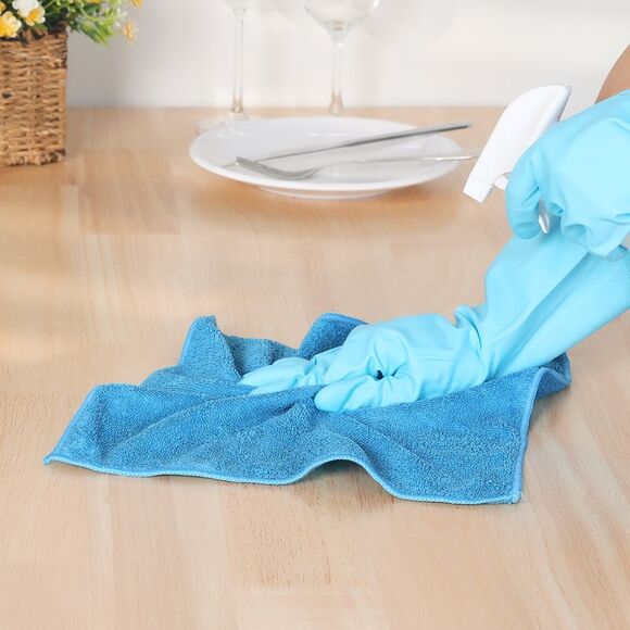 12 Pack Microfiber Lint Free High Absorbent Cleaning Rags 12" x 12" Blue - Picture 5 of 6